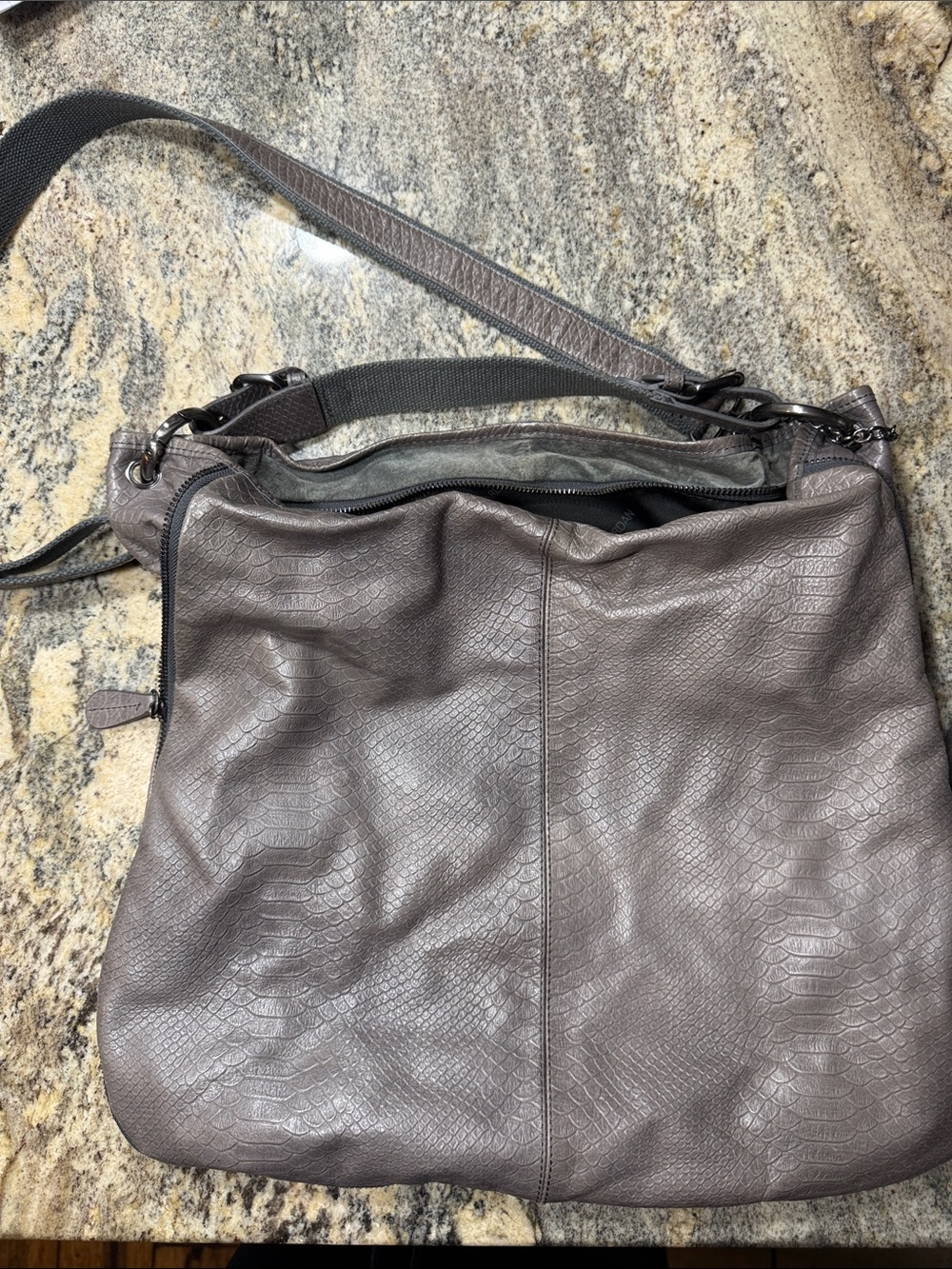 Charles Jourdan Black Interior Shoulder Bag with Brown Trim